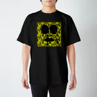 kickymkickymkickymの『背景黄色』虎柄・シックグラスのあんちきしょー。 スタンダードTシャツ