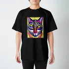 miamissioneのカラフルでエスニックテイストでポップな猫－Colorful, ethnic flavored, pop cat. スタンダードTシャツ