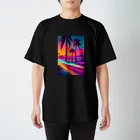 RetroRevive Treasuresのネオンビーチロマンス スタンダードTシャツ