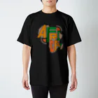 AFRICAN DANCE&DRUM tRibESのサバンナキッズ3　黒地Tシャツ用"AFRICA!" by QOTAROO　 スタンダードTシャツ