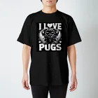 La-peaceのきりっとパグくん Regular Fit T-Shirt