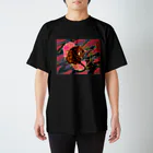 ■マネっぴ■の後光のトラ（背景） Regular Fit T-Shirt