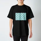 シンプルデザインのグラフィックーターコイズチェック スタンダードTシャツ