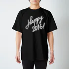 HAPPY 2016のHAPPY 2016正月 グッズ BLACK'n'WHITE スタンダードTシャツ