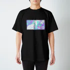 pokori-pokopokoのはっぱとうさむし_白×紫 スタンダードTシャツ