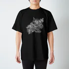 KakeraPlants(カケラプランツ)の｢omochi｣(線画/白抜き)アルビノボールパイソン スタンダードTシャツ