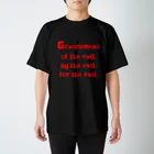 LUNARHOLIC STOREの<BASARACRACY>人外の人外による人外のための政治（英語・赤） Regular Fit T-Shirt