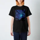 ゆにねこ惑星のପ天使の夏休みଓ夜空旅行(枠なし)(濃) スタンダードTシャツ