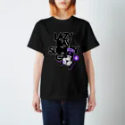 loveclonesのLAZY DAY SLOOPY GIRL 0574 ブラックフーディー女子 エロポップ ロゴ スタンダードTシャツ