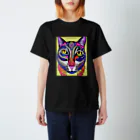 miamissioneのカラフルでエスニックテイストでポップな猫－Colorful, ethnic flavored, pop cat. スタンダードTシャツ