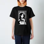 月見うどんのモノクロ少女 スタンダードTシャツ