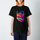 RetroRevive Treasuresのネオンビーチロマンス スタンダードTシャツ