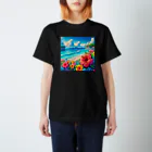日本の風景 COOL JAPANの日本の風景:沖縄の海でゆんたく、Japanese scenery: Relaxing on the sea in Okinawa Regular Fit T-Shirt