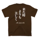 日本単独野営協会オリジナルグッズの来た時よりも美しくTシャツ（濃色） スタンダードTシャツの裏面