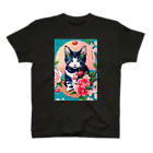 和柄のお店屋さん-Wa Ga Ra の浮世絵風のかわいい子猫グッズ【Japanese adorable kitten Ukiyo-e style】 Regular Fit T-Shirt