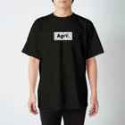 April.のApril.BOX LOGO（ホワイト×ブラック） スタンダードTシャツ