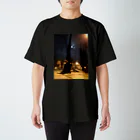やんばるたの黒猫 海岸沿いの街灯 月 Regular Fit T-Shirt