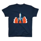 赤と青の懐かしいSFロケット黒ver Regular Fit T-Shirt