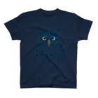 ツルマルデザインのフクロウ・藍 티셔츠