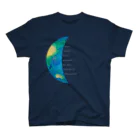 ShikakuSankakuの地球と月の満ち欠け(月から見た地球) 黒地用 スタンダードTシャツ