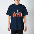 赤と青の懐かしいSFロケット黒ver Regular Fit T-Shirt