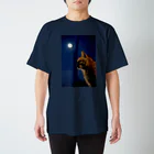 シッポ追いの猫写真店のつきねこ Supermoon Regular Fit T-Shirt