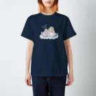 ぽこじろう雑貨店  mili mili (ミリミリ)のいつも眠たいチンチラとデグー（ネイビー＆グレー） スタンダードTシャツ