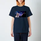 ひよこめいぷるの宇宙猫と宇宙ハムスター スタンダードTシャツ