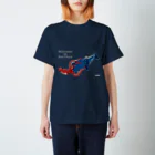 Kinkadesign うみのいきものカワイイShopのマッコウクジラVSダイオウイカ スタンダードTシャツ