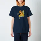 どうぶつの水彩画店のネコ科　ネイビー スタンダードTシャツ