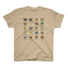 HIGARI BLUEの日本の蝶 Butterflies of Japan 1（本州、四国、九州  Honshu, Shikoku, Kyushu）★英名、和名、学名 [ライトカラー] スタンダードTシャツ