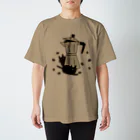 喫茶こぐまやのモカポットと黒猫 スタンダードTシャツ