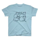 hk_illustrationのねこちゃん５ひき黒ライン スタンダードTシャツ