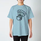 まるコロッ。のウサコロまる・パラシュートで降下（線画：黒バージョン） Regular Fit T-Shirt