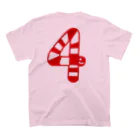 poronporon-死ぬまで人生を楽しむのチンアナゴ数字Tシャツ「４」赤 Regular Fit T-Shirtの裏面