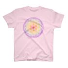  Pastel Design Art 天使のお部屋のフラワーオブライフ虹 Regular Fit T-Shirt