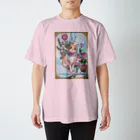 Ａｔｅｌｉｅｒ　Ｈｅｕｒｅｕｘの春の花々と猫　Fiori di Primavera Ⅰ Regular Fit T-Shirt