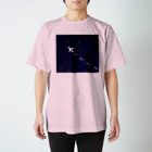 Teatime ティータイムのjet stream GALAXY 夜の飛行機星空 Regular Fit T-Shirt