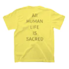 fullcontinue(フルコンティニュー)のALL HUMAN LIFE IS SACRED+スマイルヒューマン_Tシャツ Regular Fit T-Shirtの裏面