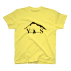 YASHIMA-SLACKLINESのYSダブルドロップニー-ブラック Regular Fit T-Shirt