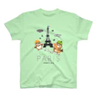 “すずめのおみせ” SUZURI店のHello! すずめだいきち（PARIS） スタンダードTシャツ