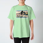 寿めでたや(ukiyoe)の歌川広重_東海道五拾三次 水口 名物干瓢 スタンダードTシャツ