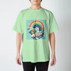 🌈七色の世界🌈の虹の海を泳ぐコイちゃん Regular Fit T-Shirt