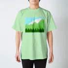 ✨🌈✨ユラクラカン🇯🇵 ✨🌈✨の☁️青空と雲☁️と青い山脈🗻ズ スタンダードTシャツ