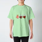 もふりんごのうさぎと桃・ラズベリークランチ・チェックのチョコレート スタンダードTシャツ