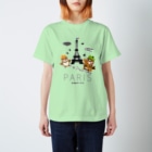 “すずめのおみせ” SUZURI店のHello! すずめだいきち（PARIS） Regular Fit T-Shirt