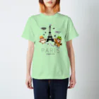 “すずめのおみせ” SUZURI店のHello! すずめだいきち（PARIS） スタンダードTシャツ