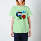 Train Kids! SOUVENIR SHOPの青い電車 「 スイカ割り 」 スタンダードTシャツ