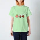 もふりんごのうさぎと桃・ラズベリークランチ・チェックのチョコレート スタンダードTシャツ