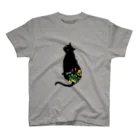 Little fingerの花と黒猫 スタンダードTシャツ